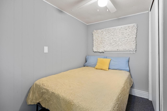 N4823 Peppler Ln, Wild Rose, WI 54984 - carpeted bedroom featuring a ceiling fan