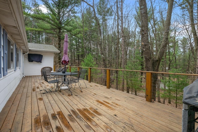N4823 Peppler Ln, Wild Rose, WI 54984 - deck featuring outdoor dining area