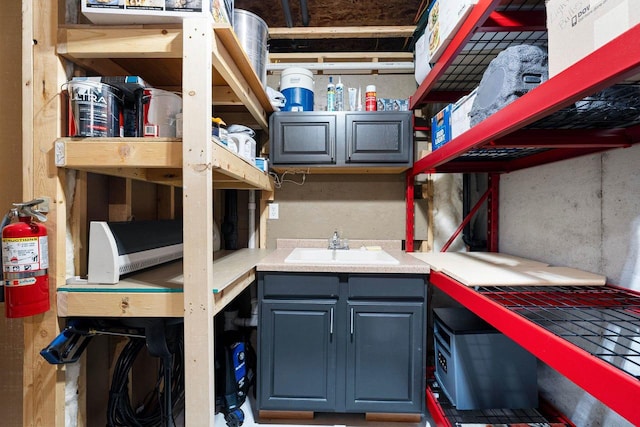 storage area featuring a sink