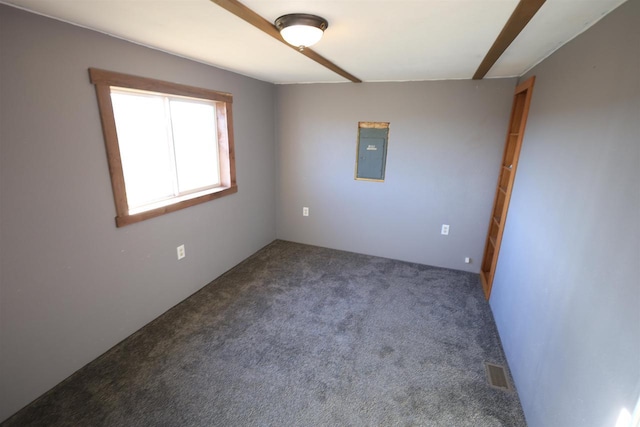 50220 Turkey Ridge Rd, Gays Mills, WI 54631 - unfurnished room featuring carpet, visible vents, and electric panel