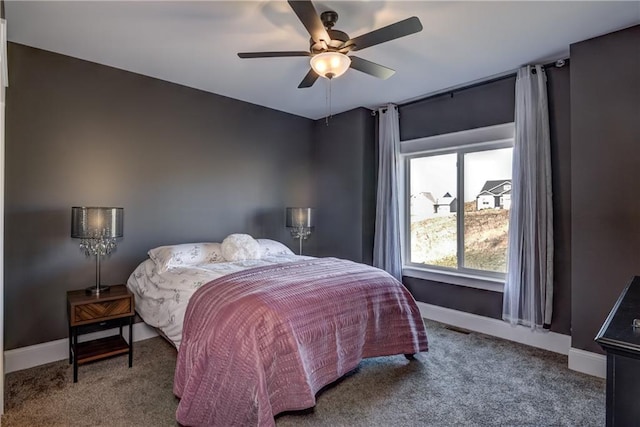 6468 Aspen Ridge Dr, Eau Claire, WI 54703 - carpeted bedroom featuring visible vents, a ceiling fan, and baseboards