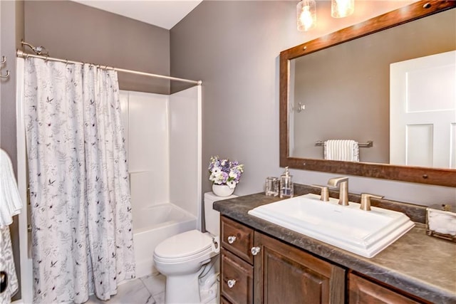 6468 Aspen Ridge Dr, Eau Claire, WI 54703 - full bathroom with toilet, vanity, and shower / bath combo with shower curtain