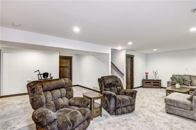 6468 Aspen Ridge Dr, Eau Claire, WI 54703 - living area featuring carpet flooring, visible vents, and recessed lighting