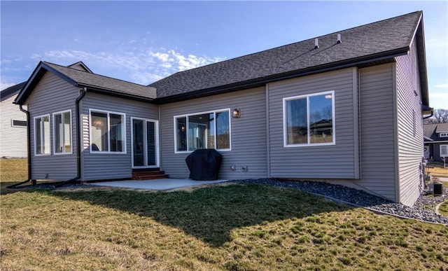 6468 Aspen Ridge Dr, Eau Claire, WI 54703 - rear view of property with a lawn, entry steps, and a patio area
