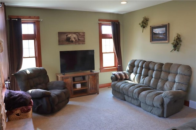 925 Bluff View Cir, Chippewa Falls, WI 54729 - carpeted living area with recessed lighting, plenty of natural light, and baseboards