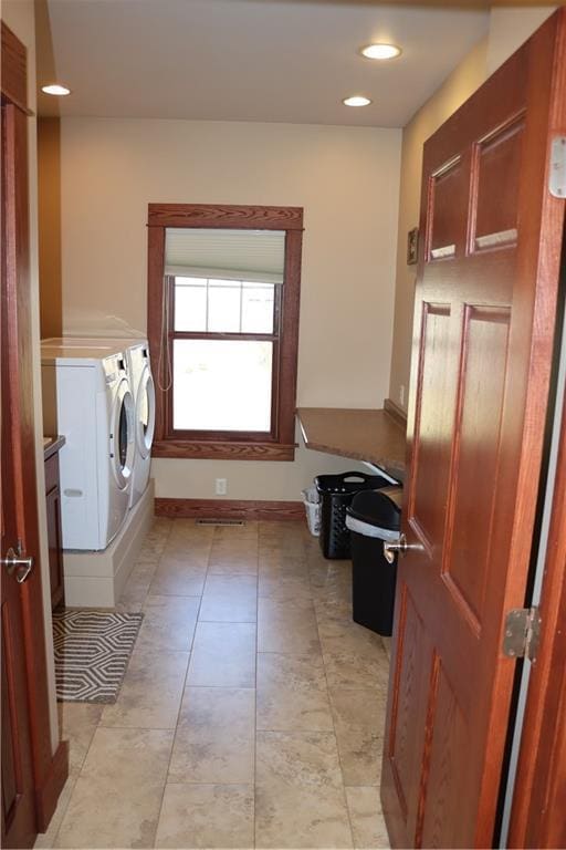 925 Bluff View Cir, Chippewa Falls, WI 54729 - laundry area with separate washer and dryer, recessed lighting, and laundry area