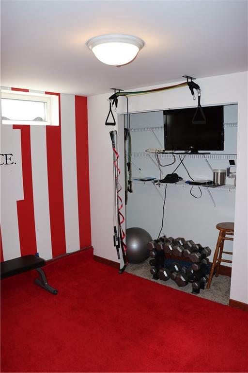 925 Bluff View Cir, Chippewa Falls, WI 54729 - workout room featuring carpet flooring and baseboards