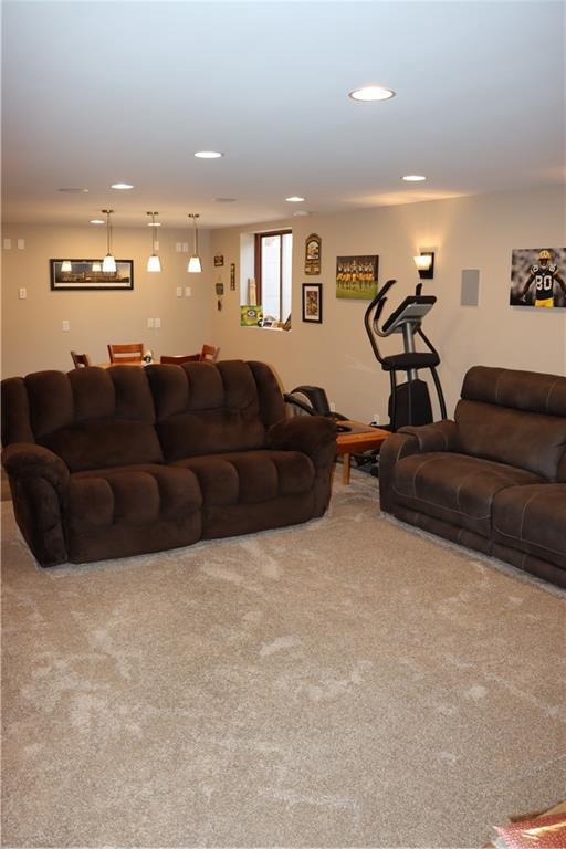 925 Bluff View Cir, Chippewa Falls, WI 54729 - living room with carpet flooring and recessed lighting