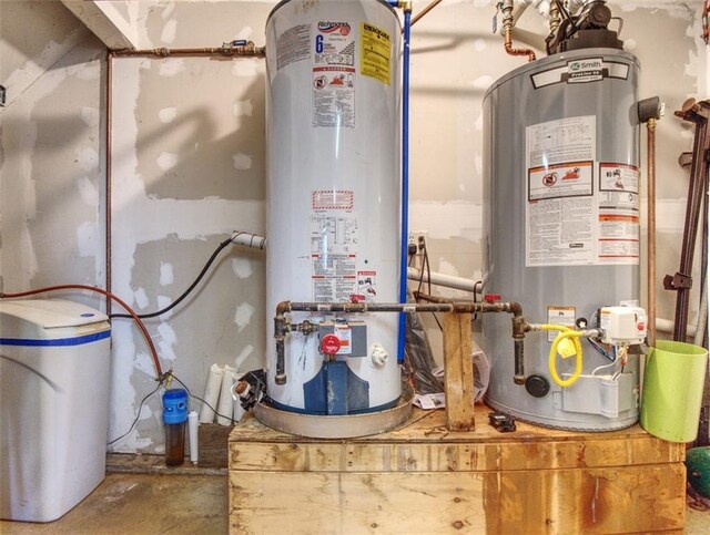 utility room with gas water heater