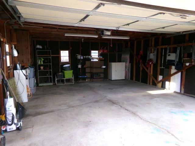 garage with a garage door opener
