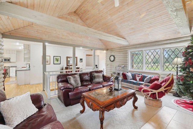 N7589 Lakeside Dr, Portage, WI 53901 - living room with lofted ceiling and wooden ceiling