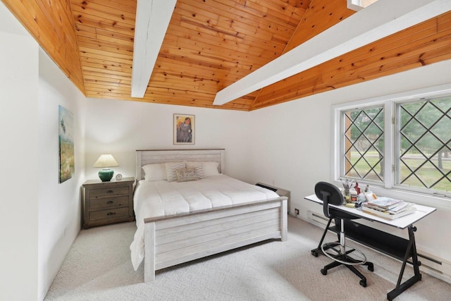 N7589 Lakeside Dr, Portage, WI 53901 - bedroom featuring wood ceiling, vaulted ceiling, and carpet
