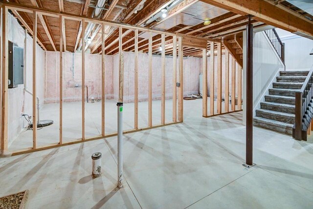4021 Red Hawk Run, Black Earth, WI 53515 - unfinished basement with electric panel and stairs