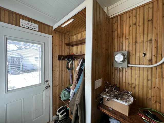 201 Bonito St, Walworth, WI 53184 - mudroom with wood walls