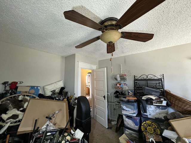 201 Bonito St, Walworth, WI 53184 - bedroom featuring a ceiling fan, carpet flooring, and a textured ceiling