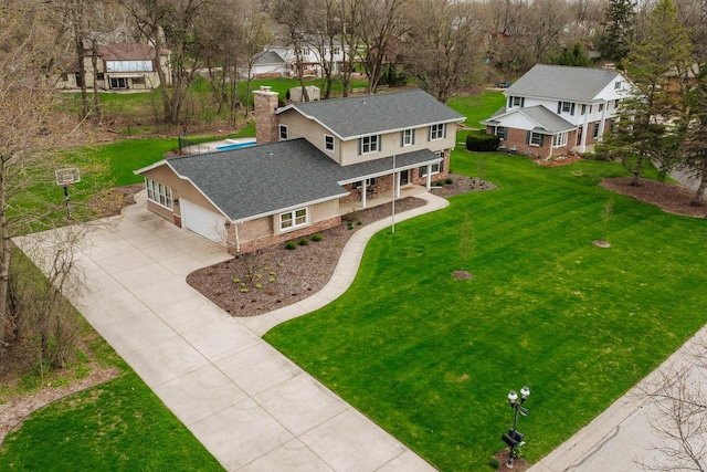 aerial view featuring a residential view