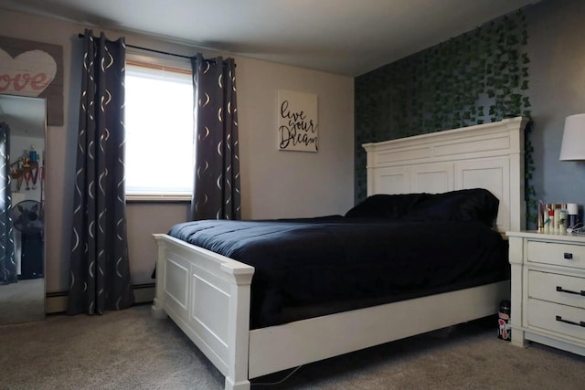 2282 Collier Ct, Green Bay, WI 54311 - bedroom with carpet, wallpapered walls, and a baseboard radiator