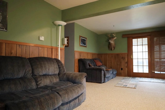 2282 Collier Ct, Green Bay, WI 54311 - carpeted living area with a wainscoted wall and wooden walls