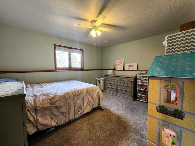 12902 Flicker Rd, Tomah, WI 54660 - bedroom with a ceiling fan, carpet flooring, and a textured ceiling