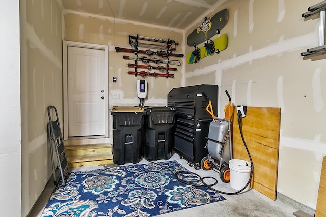 interior space with unfinished concrete flooring
