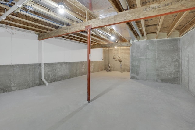 view of unfinished basement