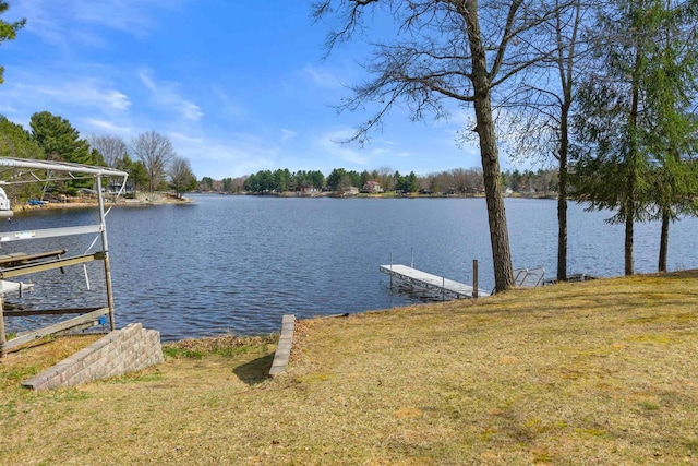 905 Plymouth Ct, Nekoosa, WI 54457 - dock area featuring a water view and boat lift