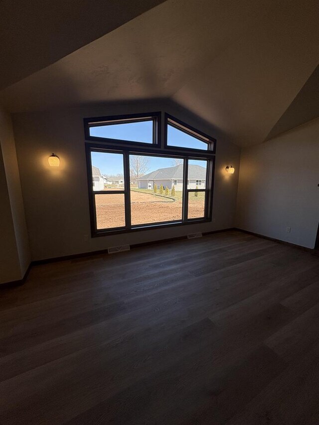 1354 Shelby Ln, De Pere, WI 54115 - bonus room featuring lofted ceiling, plenty of natural light, baseboards, and dark wood-style flooring