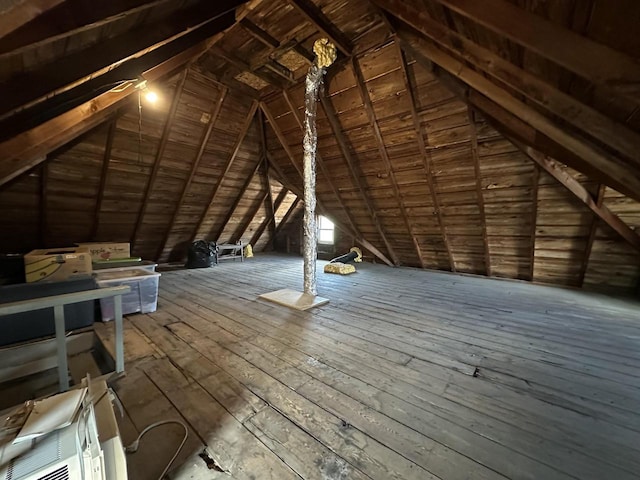 view of unfinished attic