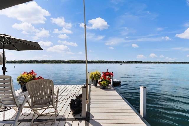 view of dock featuring a water view