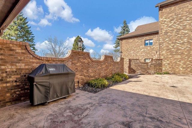 view of patio featuring area for grilling
