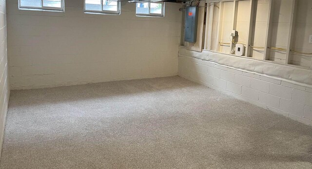 1610 S Oneida St, Green Bay, WI 54304 - below grade area with electric panel and carpet flooring