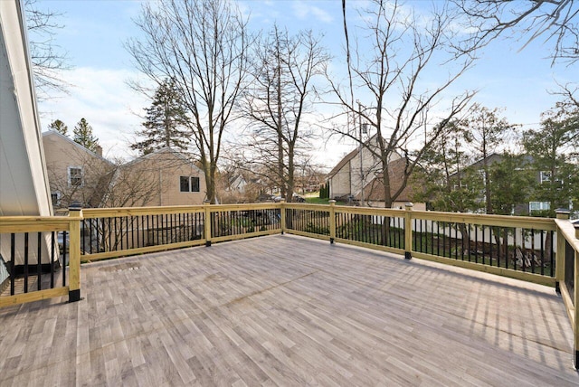 deck with a residential view