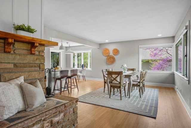 5308 Mckenna Rd, Monona, WI 53716 - dining room featuring baseboards, light wood-style floors, and recessed lighting