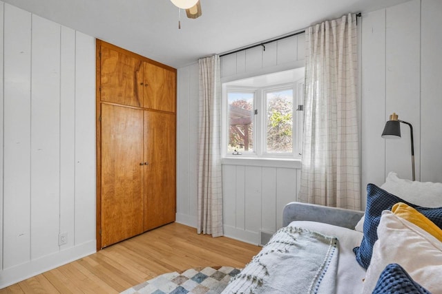 5308 Mckenna Rd, Monona, WI 53716 - bedroom with light wood-type flooring, baseboards, and a ceiling fan