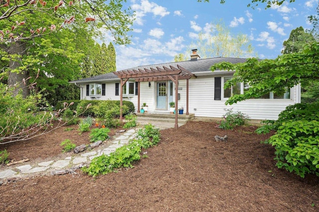 5308 Mckenna Rd, Monona, WI 53716 - ranch-style home with a pergola, a chimney, and a shingled roof