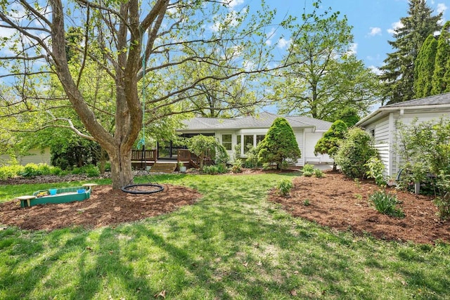 5308 Mckenna Rd, Monona, WI 53716 - view of green lawn with a wooden deck