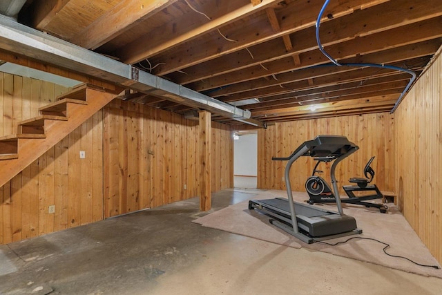 exercise area with wooden walls