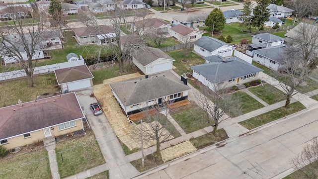 bird's eye view with a residential view
