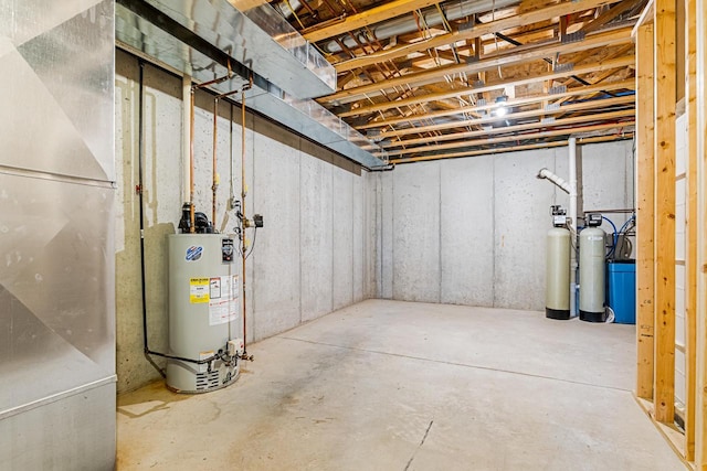 unfinished below grade area with water heater