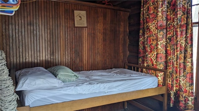 6051 Elsie Rd, Stone Lake, WI 54876 - bedroom with wooden walls