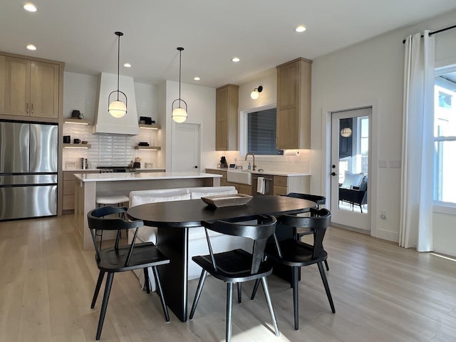 3156 Breeze Dr, Sun Prairie, WI 53590 - dining space featuring light wood-style floors and recessed lighting