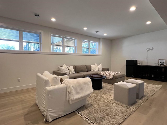 3156 Breeze Dr, Sun Prairie, WI 53590 - living room featuring recessed lighting, light wood-type flooring, and baseboards