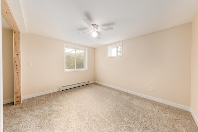 W2252 Spring Lake Rd, Markesan, WI 53946 - unfurnished room featuring a baseboard radiator, carpet floors, and baseboards