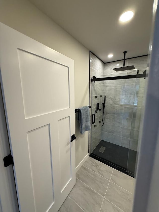 365 13th Dr, Nekoosa, WI 54457 - full bath with a shower stall, recessed lighting, and baseboards