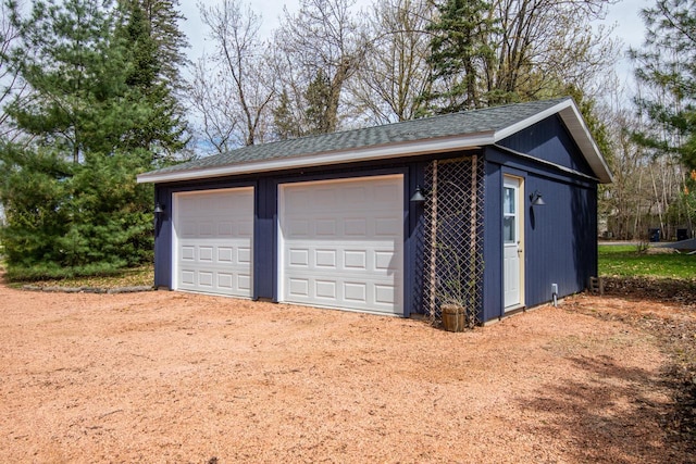 view of detached garage