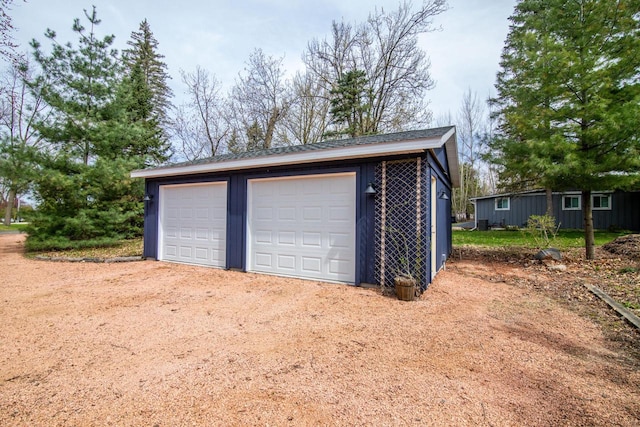 view of detached garage
