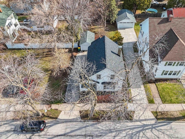 aerial view with a residential view