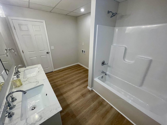 258 Ripon Rd, Berlin, WI 54923 - full bath featuring bathtub / shower combination, wood finished floors, a sink, and double vanity