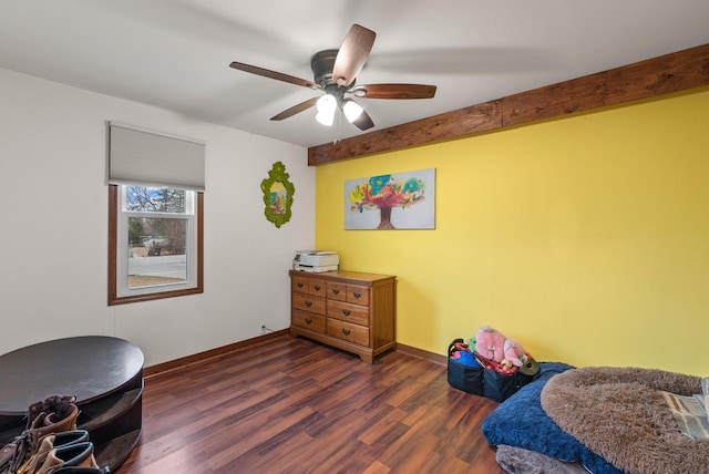 12759 N Shoreland Pkwy, Mequon, WI 53092 - sitting room featuring ceiling fan, wood finished floors, and baseboards
