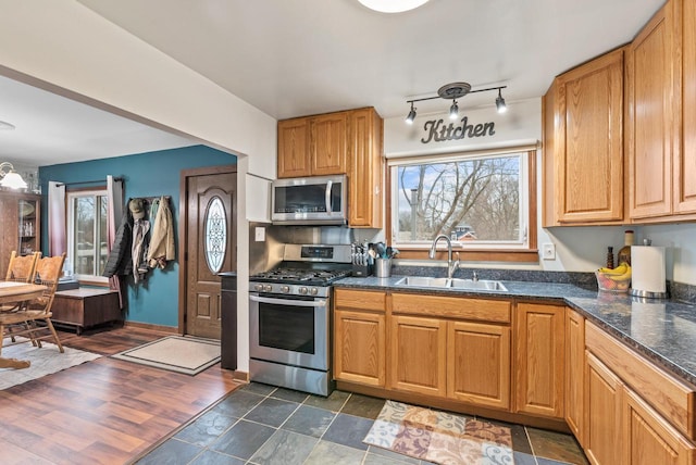 12759 N Shoreland Pkwy, Mequon, WI 53092 - kitchen featuring appliances with stainless steel finishes, a sink, and plenty of natural light